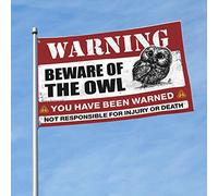 Drapeau « Cave Man » « Beware of Owl » - Décoration de maison ou de collège (60 x 90 cm)