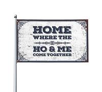 Drapeau « Cave Man » pour décoration de chambre ou de patio avec inscription « Where The Ho & Me Come Together » (120 x 180 cm)