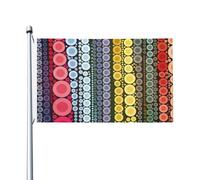 Drapeau Cercles Arc-En-Ciel Modernes Du Milieu Du Siècle Des Années 1980 Grand Drapeau Couleurs Vives Lavable Bannière, Pour Balcon, Jardin, Les Bureaux, 90X150Cm