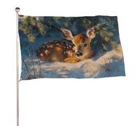 Drapeau Cerf sous l'arbre à feuilles persistantes dans la neige, 9,6 x 1,5 m, bannière de décoration pour cour, porche, pelouse, ferme
