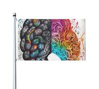 Drapeau cerveau gauche et droit 0,9 x 1,5 m - Pour extérieur et intérieur - Printemps, été, automne, hiver - Drapeau de jardin avec œillets - Double face - Pour décorations de cour