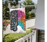 Drapeau cerveau gauche et droit 61 x 91 cm pour extérieur et intérieur - Pour le printemps, l'été, l'automne, l'hiver - Drapeaux de jardin avec œillets verticaux double face pour décorations de cour
