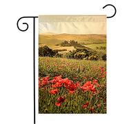 Drapeau Champ De Coquelicots Dans Les Champs De Toscane. Magnifique Paysage. Paysages Époustouflants. Nature Des Parcs Toscans. Drapeau Militaire Traditionnel Bannière, Pour Balcon, 30x45cm