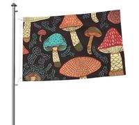 Drapeau champignon 6 x 0,9 m - Impression double face - Drapeau de jardin pour l'extérieur - Bannière cadeau avec œillets - Toile de fond pour photo pour décoration intérieure et extérieure