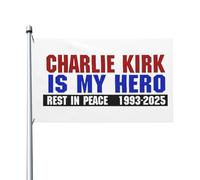 Drapeau « Charlie Kirk est mon héros » 3 x 5 pieds avec 2 œillets métalliques, sans mât