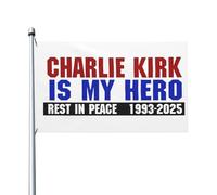 Drapeau « Charlie Kirk est mon héros » 90 x 150 cm, bannière décorative à double couture, drapeaux de jardin extérieurs