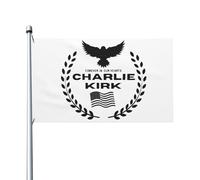 Drapeau Charlie Kirk « Forever In Our Hearts » 3 x 5 pi, bannière décorative à double couture, drapeaux de jardin extérieurs