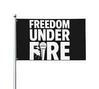 Drapeau Charlie Kirk Freedom Under Fire 3x5 Extérieur Double Face Drôle Drapeau Bannière Extérieure pour Plage 3x5 Pie