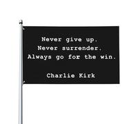 Drapeau Charlie Kirk « N'abandonnez jamais » 3 x 5 pouces, double face, pour extérieur, pour maison, jardin, terrasse,