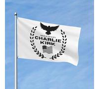 Drapeau Charlie Kirk « Pour toujours dans nos cœurs » avec œillet en métal, bannières de jardin, 60 x 90 cm