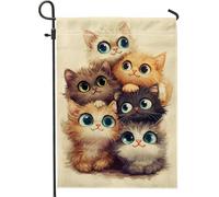 Drapeau Chat En Peluche Mignon, Chatons Colorés, Illustration Drapeau De Bienvenue Imprimé Bannière De Drapeaux, Pour Jardin, D'Intérieur, Les Défilés, 30x45cm