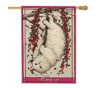 Drapeau Chat, Fleurs Vintage Fantaisistes, Branche Drapeaux Personnalisée Couleurs Vives Bunting Pour Maison Anniversaire Célébration 70X102Cm