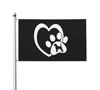 Drapeau Chien Beagle Cœur Patte Bannière De Drapeaux Imprimé Décoration Bannière À Œillets, Pour Jardin, Balcon, Les Bureaux, 90x150cm