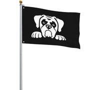Drapeau Chien Boxer Qui Regarde Drapeau Pirate 2 Œillets Métalliques Traditionnel Bannière, Pour Les Bureaux, D'Intérieur, Jardin, 90x150cm
