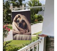 Drapeau chien dans une couverture - 61 x 91 cm - Pour extérieur et intérieur - Pour le printemps, l'été, l'automne, l'hiver - Drapeaux de jardin avec œillets verticaux double face - Bannière pour