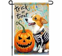 Drapeau Chien Squelette De Citrouille Corgi, Un Bonbon Ou Un Sort 30X45Cm Drapeaux De Maison Suspendre Personnalisée Décoration Bannière Pour Dortoirs Anniversaires Extérieure