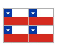 Drapeau Chili - 4 Stickers - 9.5 X 6.3 Cm - Sticker/Autocollant