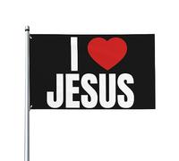 Drapeau chrétien « I Love Jesus » de 91 x 152 cm - Drapeau de maison - Drapeau de jardin - Bannière d'extérieur - Drapeau de cour - 2 œillets