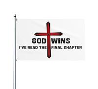 Drapeau chrétien pour amoureux de la foi, j'ai lu le chapitre final, Dieu gagne, drapeau 3 x 5