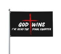 Drapeau chrétien pour amoureux de la foi, j'ai lu le chapitre final, Dieu gagne, drapeau 3 x 5
