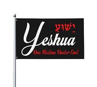 Drapeau chrétien Yeshua Christ 3x5 pieds, une nation sous Dieu, bannière de drapeau God Bless America, drapeau extérieur Jésus avec œillets métalliques, sans mât de drapeau