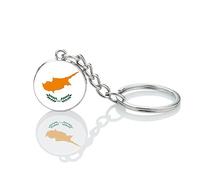 Drapeau Chypriote Porte-Clés Porte-Clés - Asie Chypre Pays Drapeau Charme Dôme Boule De Verre Patriotique Porte-Clés Bijoux Pour Hommes Femmes Cadeau D'Anniversaire,Sac À Dos Bijoux Accessoires,C