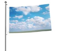 Drapeau ciel nuages blancs 6 x 0,9 m avec impression double face pour l'extérieur, les vacances, bannière cadeau avec œillets pour décoration intérieure et extérieure