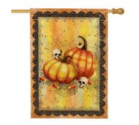 Drapeau citrouille d'automne d'Halloween, bannière décorative effrayante, drapeau double face en toile de jute pour décoration de pelouse extérieure, décoration de fête de vacances, 71 x 101 cm