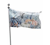 Drapeau Citrouille En Coquillage Corail Et Étoile De Mer Côtière Pour Thanksgiving Bannière De Drapeaux Couleurs Vives Bannière, Pour Les Défilés, Jardin, Balcon, 90x150cm