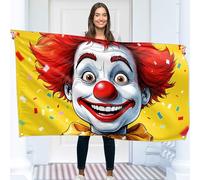 Drapeau Clown - Grand Drapeau Humoristique - Polyester 110D - Double Couture - 4 Oeillets Laiton - Grand 90x150cm (5x3pieds)