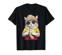 Drapeau Colombie Chat Colombiens T-Shirt Graphique avec Valeur, Homme, Noir, L