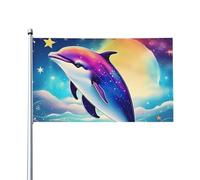 Drapeau coloré avec imprimé ciel étoilé océan dauphin 9,5 x 1,5 m Bannière de vœux pour jardin, cour, décoration de fête intérieure ou extérieure