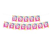 Drapeau coloré avec lettres amusantes et colorées, fournitures de fête élégantes Happy Birthdays, accessoires de célébration, drapeau à thème tie-dyes