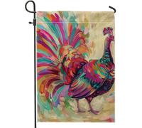 Drapeau coloré de jardin de paon pour printemps et été, drapeau de jardin d'oiseaux arc-en-ciel brillant, drapeau de jardin en toile de jute double face, décoration de pelouse extérieure, 12 x