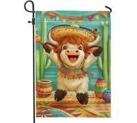 Drapeau coloré de jardin de vache des hautes terres, décoration de fête drôle de fête, drapeau en toile de jute double face pour décoration de pelouse extérieure d'été, 30,5 x 45,7 cm