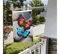Drapeau coloré en pierre papillon 61 x 91 cm pour extérieur et intérieur, printemps, été, automne, hiver, drapeaux de jardin avec œillets verticaux double face pour décorations de cour