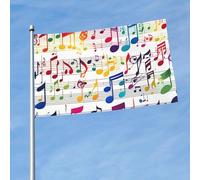 Drapeau coloré imprimé notes de musique 1,5 x 0,9 m, drapeau décoratif sur un seul côté, accroché dans la pelouse intérieure et extérieure balcons