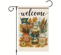 Drapeau Columday Découvrir De Nouveaux Mondes Bateau D'Automne Drapeaux Personnalisée Résistant À La Décoloration Bunting Pour Événements Bar Balcon 70X102Cm