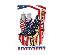 Drapeau commémoratif du 11 septembre (25e anniversaire) - 60 x 90 cm - Quatre trous | Bannière décorée « Nous n'oublierons jamais » - Souvenirs du 11 septembre - Décoration patriotique pour