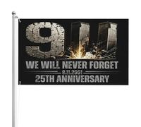 Drapeau commémoratif du 11 septembre, 25e anniversaire, Jour du Souvenir, bannière patriotique 3x5 double face pour jardin