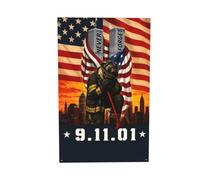 Drapeau commémoratif du 11 septembre (911) - 90 x 150 cm - 25e anniversaire - Quatre trous | Bannière décorée « Nous n'oublierons jamais » - Souvenirs du 11 septembre - Décoration patriotiqu