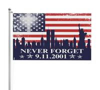 Drapeau commémoratif du 25e anniversaire du 11 septembre - Journée du souvenir patriotique - Souvenir du 11 septembre - Drapeau 9x15 cm double face 3 plis - Bannière de jardin