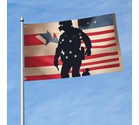 Drapeau commémoratif patriotique imprimé soldats militaires américains pour jardin, porche, mur, terrasse, balcon, célébration