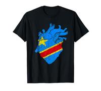 Drapeau Congolais Coeur Racines Congolaises République du Congo T-Shirt