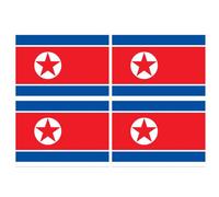 Drapeau Corée Du Nord - 4 Stickers - 9.5 X 6.3 Cm - Sticker/Autocollant