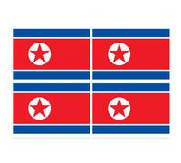 Drapeau Corée Du Nord - 4 Stickers - 9.5 X 6.3 Cm - Sticker/Autocollant