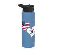 Drapeau Corée du Sud US moitié coréen moitié américain Stainless Steel Insulated Water Bottle