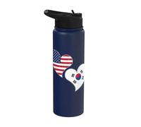 Drapeau Corée du Sud US moitié coréen moitié américain Stainless Steel Insulated Water Bottle