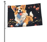 Drapeau Corgi sur fond sombre 61 x 90 cm Drapeau de jardin double face avec œillets en laiton ne se décolore pas Bannière de vœux pour intérieur ou extérieur Décoration d'intérieur