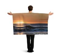 Drapeau corporel à manches imprimé « Derniers rayons de soleil sur les vagues », cape éventail pour événements sportifs, bars, fêtes et célébrations de rue